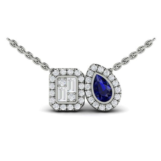 Diamond and Sapphire Toi et Moi Pendant