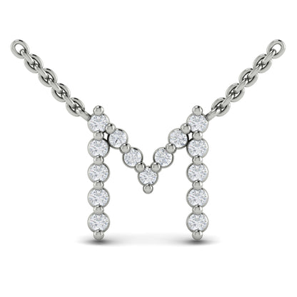 Diamond Alphabet Pendant Necklace, M