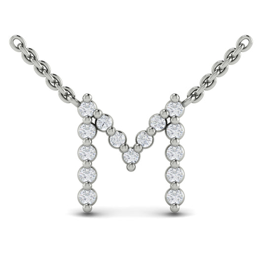 Diamond Alphabet Pendant Necklace, M