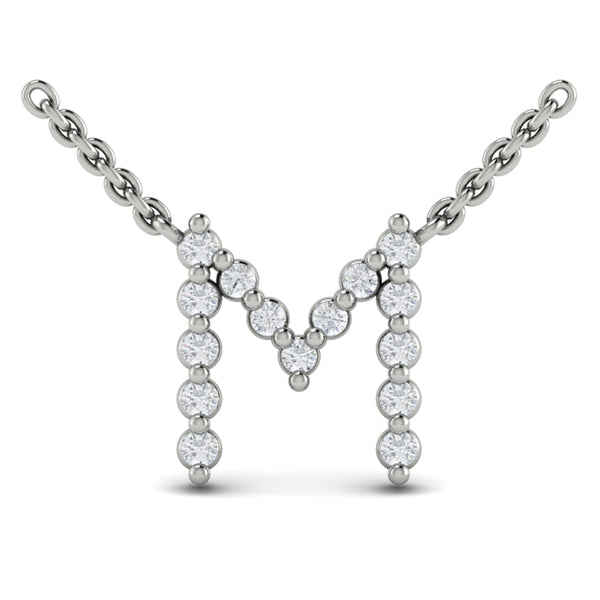 Diamond Alphabet Pendant Necklace, M