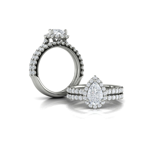 Timeless Pear Halo Engagement Ring