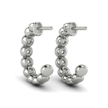 Rounded Bezel Set Hoop Earrings