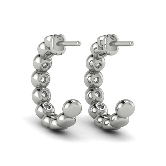 Rounded Bezel Set Hoop Earrings