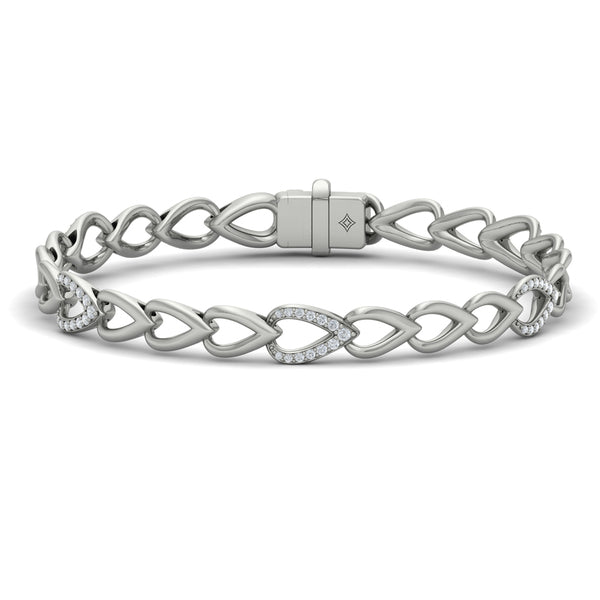 Diamond Open Tear Drop and Multi Tear Drop Link Bracelet