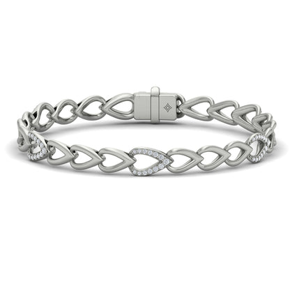 Diamond Open Tear Drop and Multi Tear Drop Link Bracelet