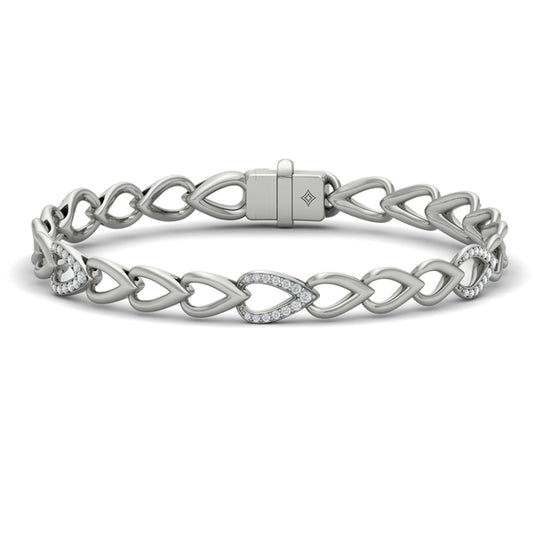 Diamond Open Tear Drop and Multi Tear Drop Link Bracelet