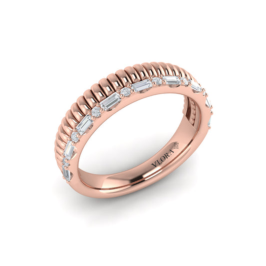 Diamond Baguette Textured Band