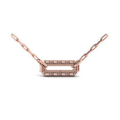 Diamond Baguette Double Row Link Necklace
