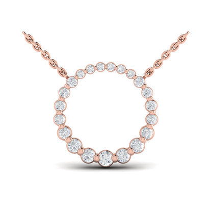 Graduated Round Diamond Open Circle Pendant