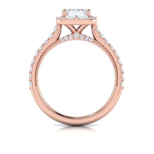 Deco Elegance Emerald Cut Halo Engagement Ring