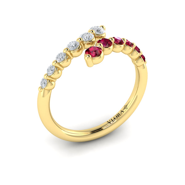 Diamond and Ruby Open Wrap Ring