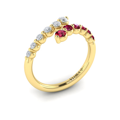 Diamond and Ruby Open Wrap Ring