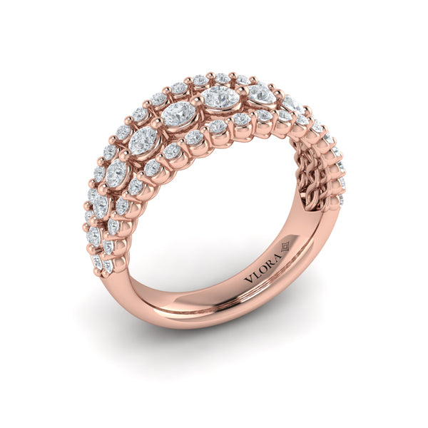 Diamond Three Row Ring