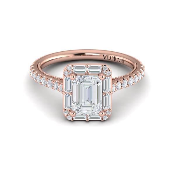 Deco Elegance Emerald Cut Halo Engagement Ring