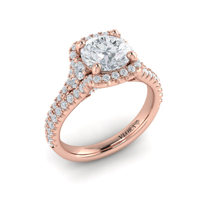 Double Halo Pavé Round Engagement Ring