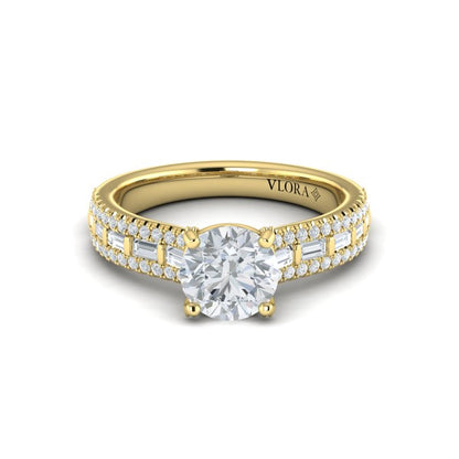 Grand Cathedral Round Diamond Engagement Ring
