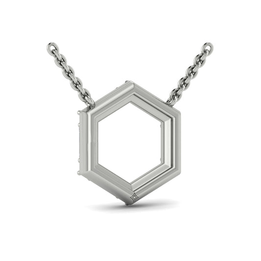 Diamond Baguette Open Honeycomb Pendant Necklace
