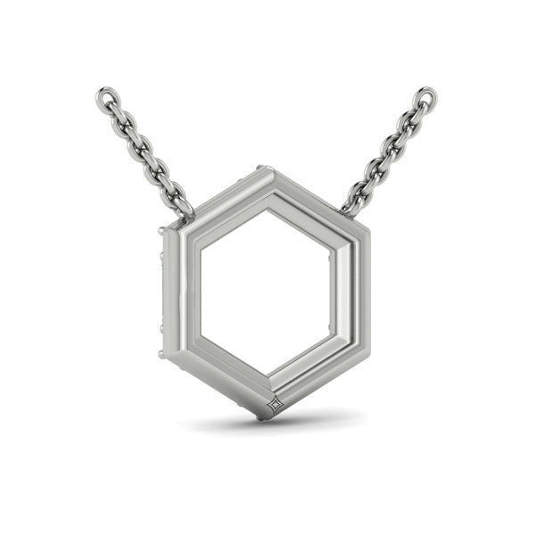 Diamond Baguette Open Honeycomb Pendant Necklace