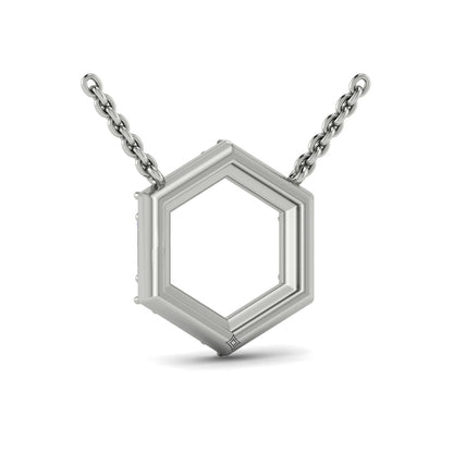 Diamond Baguette Open Honeycomb Pendant Necklace