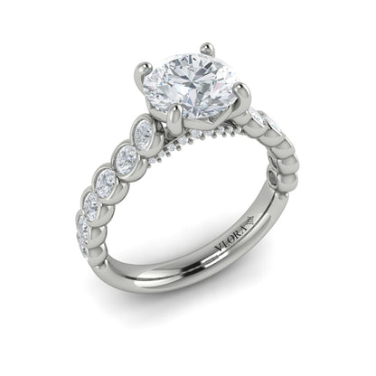 Round Diamond Engagement Ring with Bezel-Set Diamond Band