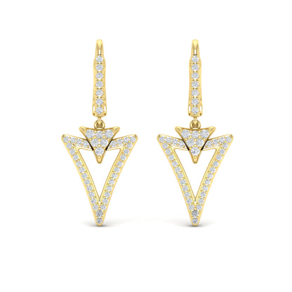 Diamond Open Double Trinity Huggie Earrings