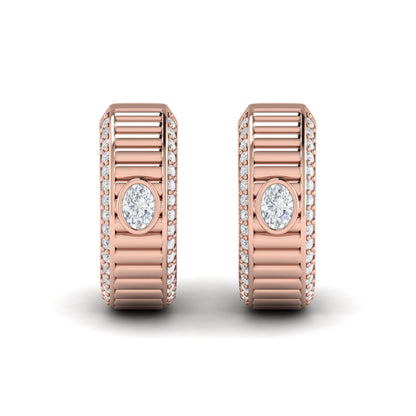 Bezel-Set Oval Diamond Huggie Earrings