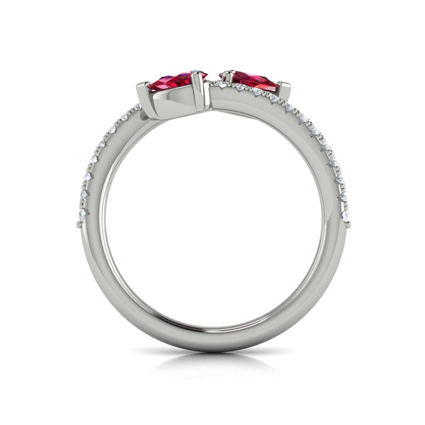 Diamond and Pear Ruby Wrap Ring