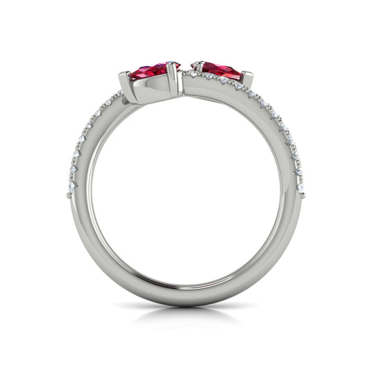Diamond and Pear Ruby Wrap Ring