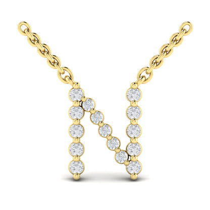Diamond Alphabet Pendant Necklace, N