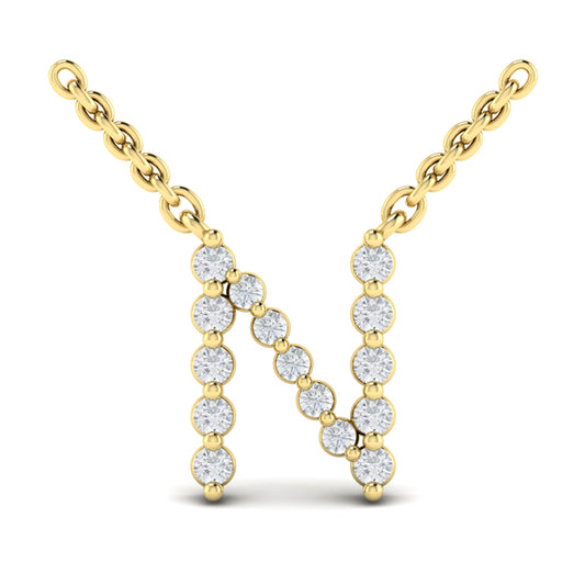 Diamond Alphabet Pendant Necklace, N