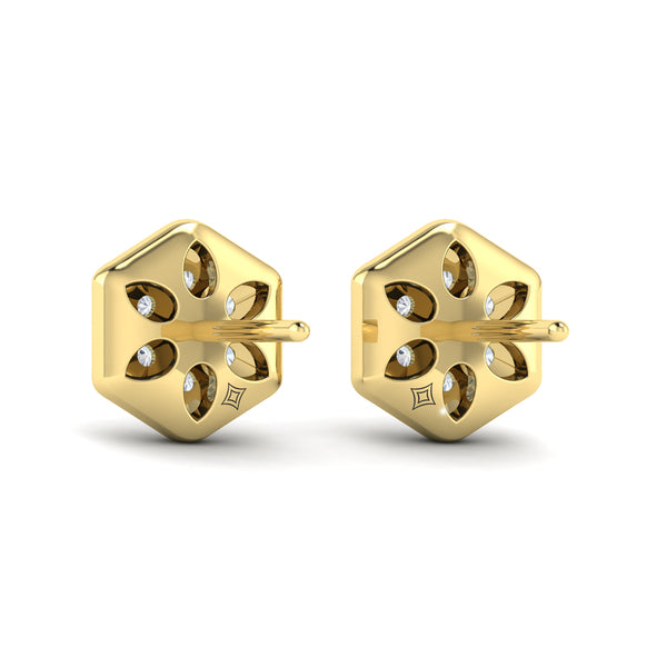 Diamond Cluster Honeycomb Stud Earrings