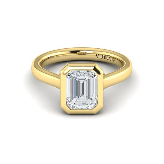 Bold Bezel Emerald Cut Engagement Ring