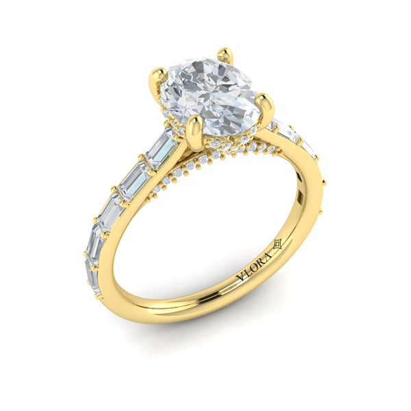 Serenity Oval Hidden Halo Engagement Ring
