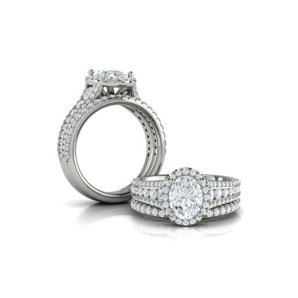 Oval Halo Engagement Ring in Platinum by Vlora Bridal