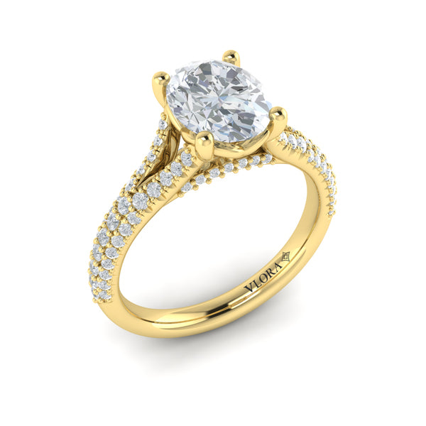 Splendid Cathedral Split Shank Oval Engagement Ring