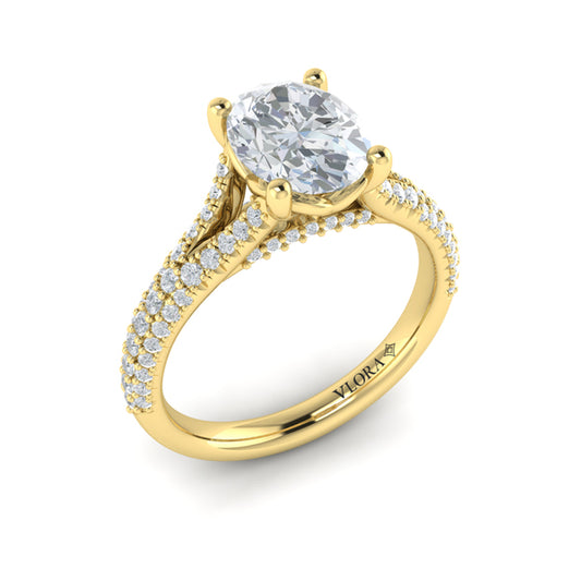 Splendid Cathedral Split Shank Oval Engagement Ring