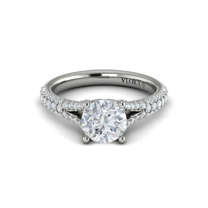 Round Classic, Split Shank Engagement Ring in Platinum by Vlora Bridal