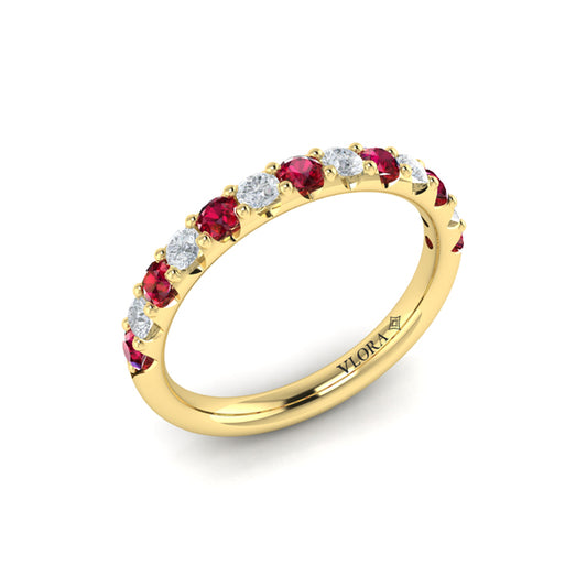 Ruby and Diamond Stackable Band