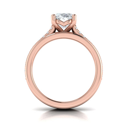 Triple Band Pave Oval Engagement Ring