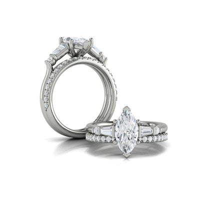 Poised Marquise Three-Stone Engagement Ring