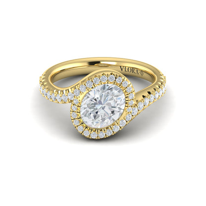 Modern Swirl Pavé Halo Engagement Ring