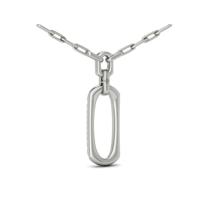 Diamond North South Open Oval Link Necklace