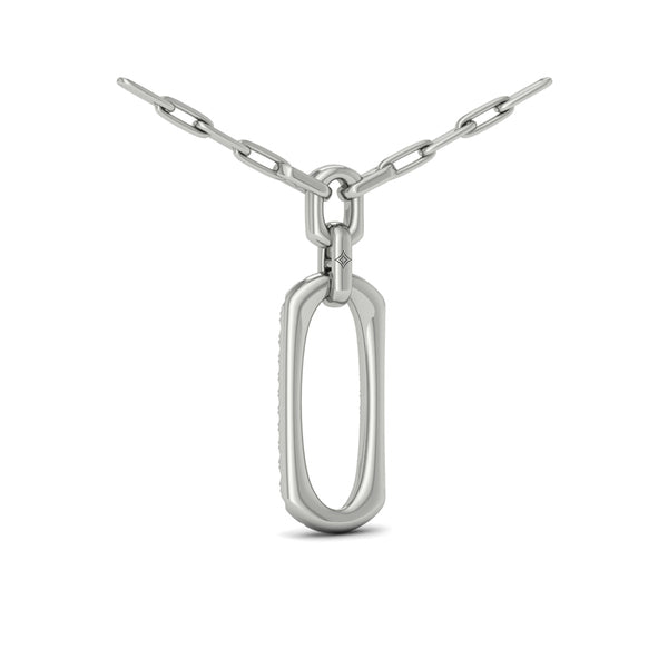 Diamond North South Open Oval Link Necklace
