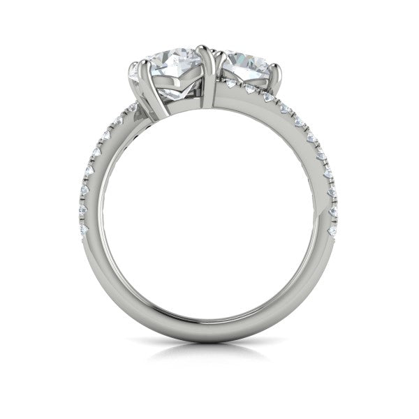 Two Stone Engagement Ring in Platinum by Vlora Bridal