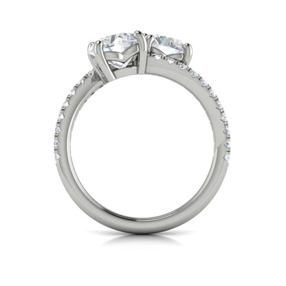 Two Stone Engagement Ring in Platinum by Vlora Bridal