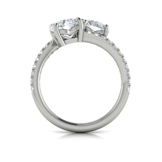 Two Stone Engagement Ring in Platinum by Vlora Bridal