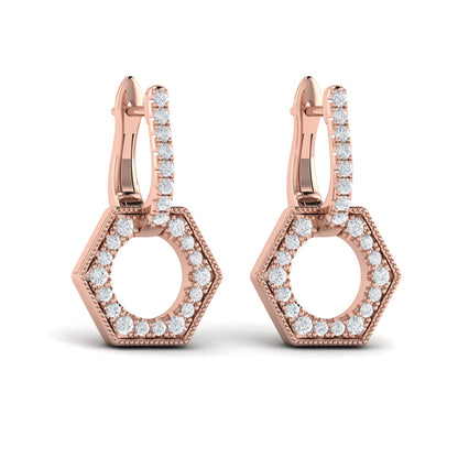 Diamond Open Honeycomb Drop Earrings