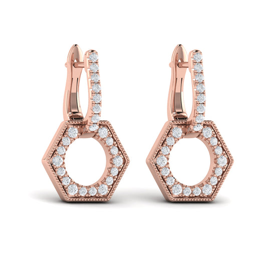 Diamond Open Honeycomb Drop Earrings