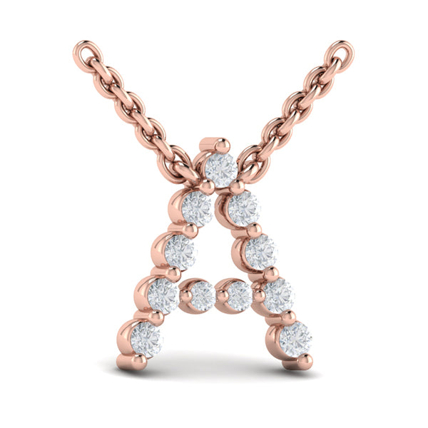 Diamond Alphabet Pendant Necklace, A