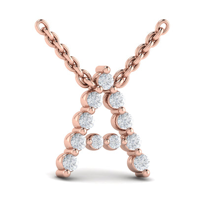 Diamond Alphabet Pendant Necklace, A